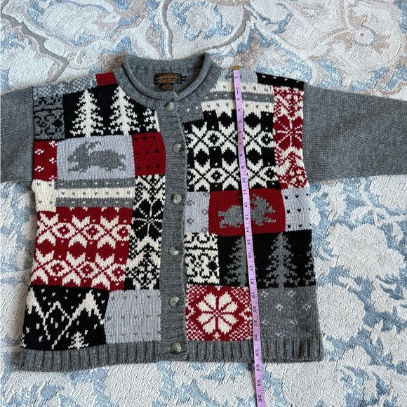 Eddie Bauer vintage cardigan sweater womens sz M high quality %100 wool in gray - Picture 7 of 8